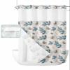 Anzona No Hook Shower Curtains, Lake Blue Leaves Standard Bathroom Curtains with Snap in Liner, Fall Eucalyptus Leaves Burlap Waterproof Washable Fabric Bathroom Shower Curtain Sets, 60" x 72" view 2