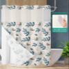Anzona No Hook Shower Curtains, Lake Blue Leaves Standard Bathroom Curtains with Snap in Liner, Fall Eucalyptus Leaves Burlap Waterproof Washable Fabric Bathroom Shower Curtain Sets, 60" x 72" view 3