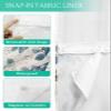 Anzona No Hook Shower Curtains, Lake Blue Leaves Standard Bathroom Curtains with Snap in Liner, Fall Eucalyptus Leaves Burlap Waterproof Washable Fabric Bathroom Shower Curtain Sets, 60" x 72" view 4