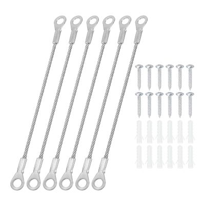 PATIKIL Cabinet Door Restraint Kit 0.08" x 4", 6 Pack Stainless Steel Flexible Braided Cable Door Hinge Limiter for Limiting Chest Cupboard Door Opening Angle Swing