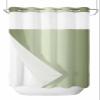 Anzona No Hook Shower Curtains, Sage Green Ombre Long Bathtub Curtains with Snap in Liner, Farmhouse Green Color Gradient Waterproof Washable Fabric Bathroom Shower Curtain Sets, 72" x 78" view 1