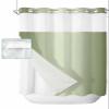 Anzona No Hook Shower Curtains, Sage Green Ombre Long Bathtub Curtains with Snap in Liner, Farmhouse Green Color Gradient Waterproof Washable Fabric Bathroom Shower Curtain Sets, 72" x 78" view 2