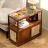 WEIDPHL Brown, Imitation Rattan Nightstand, Three-Sided Door Modern Bedside Table, Wooden Sofa End Table with Storage for Small Space, Side Table for Small Space Living Room Bedroom view 1