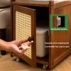 WEIDPHL Brown, Imitation Rattan Nightstand, Three-Sided Door Modern Bedside Table, Wooden Sofa End Table with Storage for Small Space, Side Table for Small Space Living Room Bedroom view 2