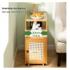 WEIDPHL Brown, Imitation Rattan Nightstand, Three-Sided Door Modern Bedside Table, Wooden Sofa End Table with Storage for Small Space, Side Table for Small Space Living Room Bedroom view 4