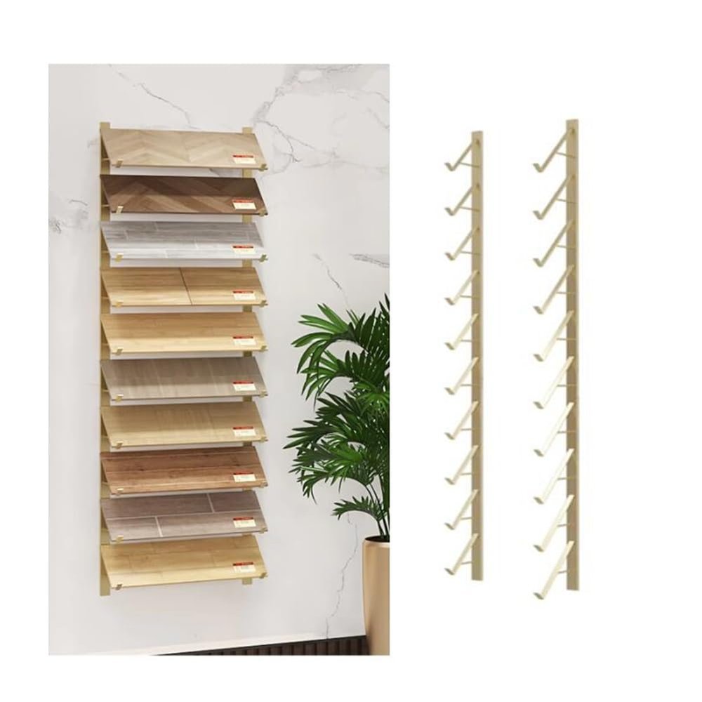 GRRICEPL Floor Tile Display Stand, Large Wall-Mounted Sample Rack, Sample Door Stand, Wall Covering Display Stand, Skateboard Storage Rack(Gold,140x20.5cm)