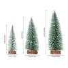 MOTUZP Christmas Trees Artificial Plastic Mini Christmas Tree Bottle Brush Trees Bottle Brush Tabletop Trees with Wooden Base Sisal Trees Snow Frost Ornaments for Christmas (3pcs 207cm) view 3