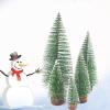 MOTUZP Christmas Trees Artificial Plastic Mini Christmas Tree Bottle Brush Trees Bottle Brush Tabletop Trees with Wooden Base Sisal Trees Snow Frost Ornaments for Christmas (3pcs 207cm) view 4