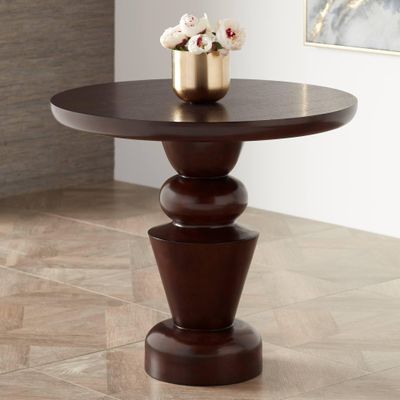 55 Downing Street Glenn 30" Wide Oak Veneer Pedestal Table
