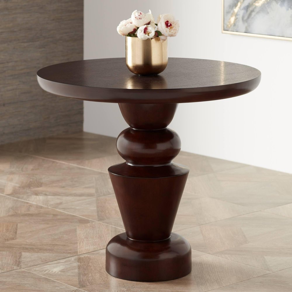 55 Downing Street Glenn 30" Wide Oak Veneer Pedestal Table