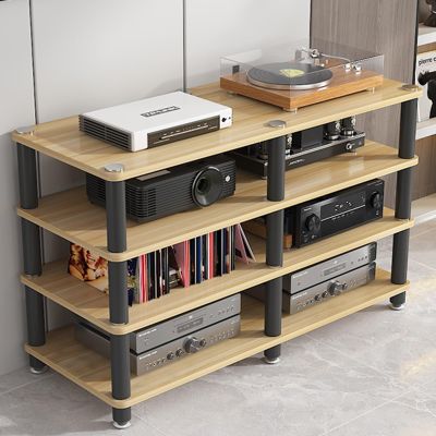 47 Inch TV Media Stand with Storage 1 2 3 4 Layer, Living Room Entertainment Center Furniture Audio Racks Tower/ Stereo Components Cabinet, Home Theater Video Game Console Shelf(Light wood,70cm/27.5in