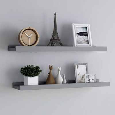 MINERWALL Wall Shelves & Ledges Picture Frame Ledge Shelves 2 pcs Gray 31.5"x3.5"x1.2" MDF,Includes Two Wall Shelves Home Dcor