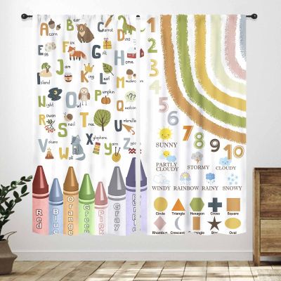 ABC Curtain for Kids Bedroom,Colored Alphabet Letters Pattern Education School Puzzle Kid Colorful Graphic Window Drapes for Living Room Nursery Classroom 2 Pieces,63X63 Inch