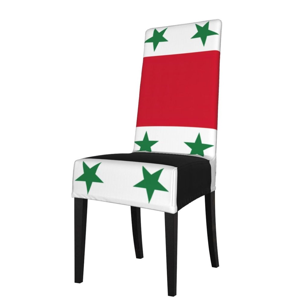SDEGTHO Flag of The Syrian Arab Republic Protection Cover for Dining Room Chairs Stretchy, Washable, and Detachable Cover