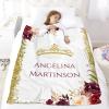 ColorAce Custom Baby Blanket for Girls Personalized Baby Blanket with Name Garnet Princess Crown Blanket Personalized Name Blankets for Baby Kids Infant Toddler Birthday Gift view 2