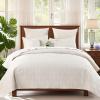 Querencia Luxury Velvet Quilt Set Queen Size - Lightweight Quilted Geometric Comforter, Ivory White Bedspread Coverlet, Embroidered Bedding with 2 Velvet Shams, All Seasons (Full/Queen) view 1