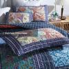 MaiuFun King Quilt Sets, 100% Cotton Quilts King Size, Navy Bedspreads, Patchwork with Retro Paisley Patterns, 3-Piece Lightweight Bedding Coverlet for All Season (1 Quilt + 2 Pillow Shams) view 3
