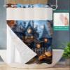 BOSIJOY No Hook Shower Curtain with Snap in Liner Set,Halloween Castle Pumpkin Ghost Waterproof Fabric Shower Curtains Spooky Haunted House Tree Double Layer Bath Curtain for Bathroom,36Wx78H view 2
