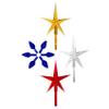 National Artcraft Medium Glitter Twist-Style Ceramic Christmas Tree Light Ornaments with 3 Large Stars in Red, Gold and Crystal - 103 Pieces view 1