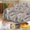 Brown Paisley Floral Sofa Cover Couch Cushion Slipcover,Swirling Leafy Boho Ethnic Classic Oriental Sectional/Individual/L/T Shape Sofa Couch Recliner Protector Throws Blanket Cover,L 71"x118" view 4