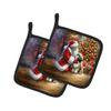 Caroline's Treasures Lhasa Apso and Santa Claus Pair of Pot Holders Kitchen Heat Resistant Pot Holders Sets Oven Hot Pads for Cooking Baking BBQ, 7 1/2 x 7 1/2 view 1