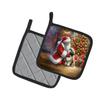 Caroline's Treasures Lhasa Apso and Santa Claus Pair of Pot Holders Kitchen Heat Resistant Pot Holders Sets Oven Hot Pads for Cooking Baking BBQ, 7 1/2 x 7 1/2 view 2