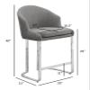 Modern Teddy Fabric Bar Stool with Silver Chrome Iron Base - Black - Stylish Upholstered Stool with Ribbed Backrest and Ring Handle - Perfect for Living Room, Dining Room, or Office view 3