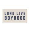 Long Live Boyhood Canvas Wall Tapestry, Unbleached, Lightweight, Handmade in Hartwell, GA, with Grommets (Small 24"x18", Natural/Navy) view 1