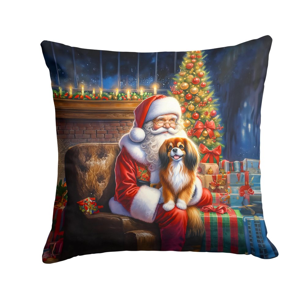 Caroline's Treasures Moments with Santa Christmas Throw Pillow, 14Hx14W, Tibetan Spaniel 4162