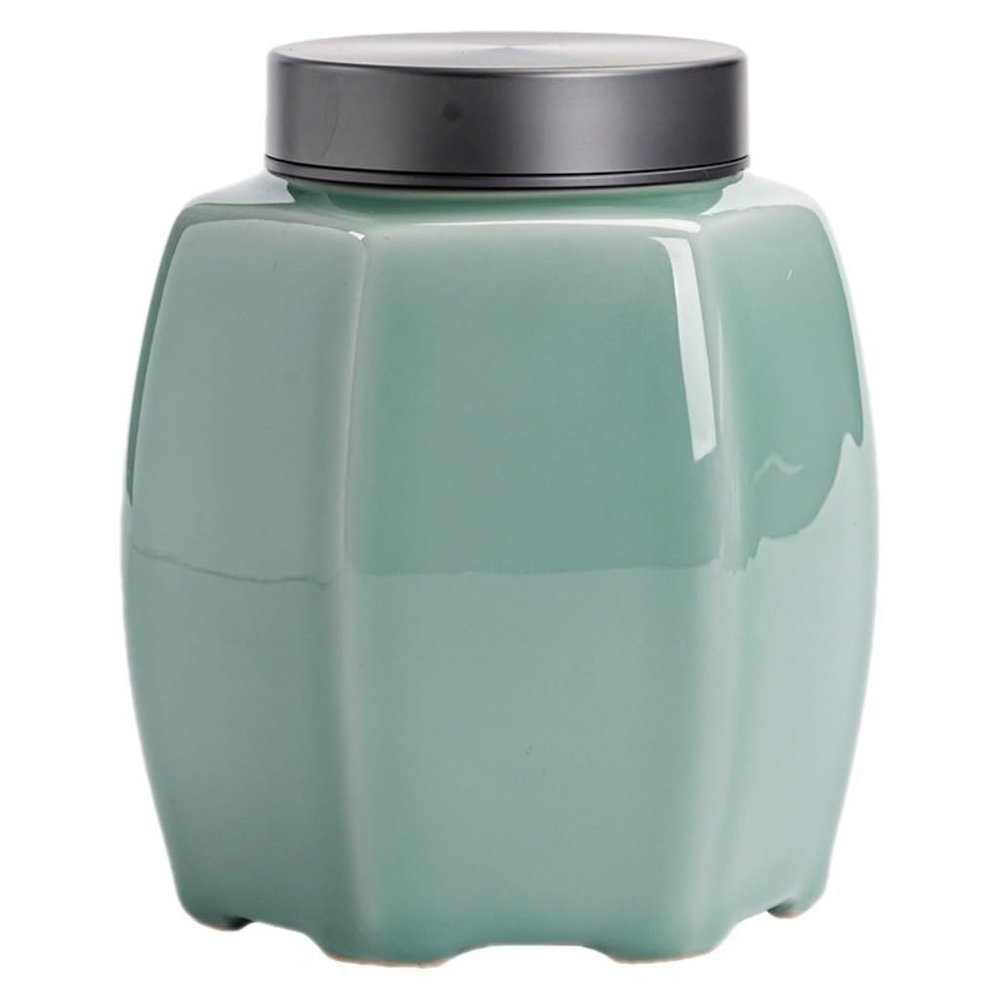 ROMLN Sugar Container Celadon Bulk Tea Storage Jar Ceramic Sealed Jar Home Kitchen Bulk Tea Storage Container Jar Vintage Tea Can Coffee Container