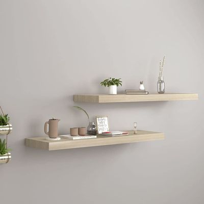 MINERWALL Wall Shelves & Ledges Floating Wall Shelves 2 pcs Oak 31.5"x9.3"x1.5" MDF,Enhances Home Decor and transforms Empty Walls Home Dcor