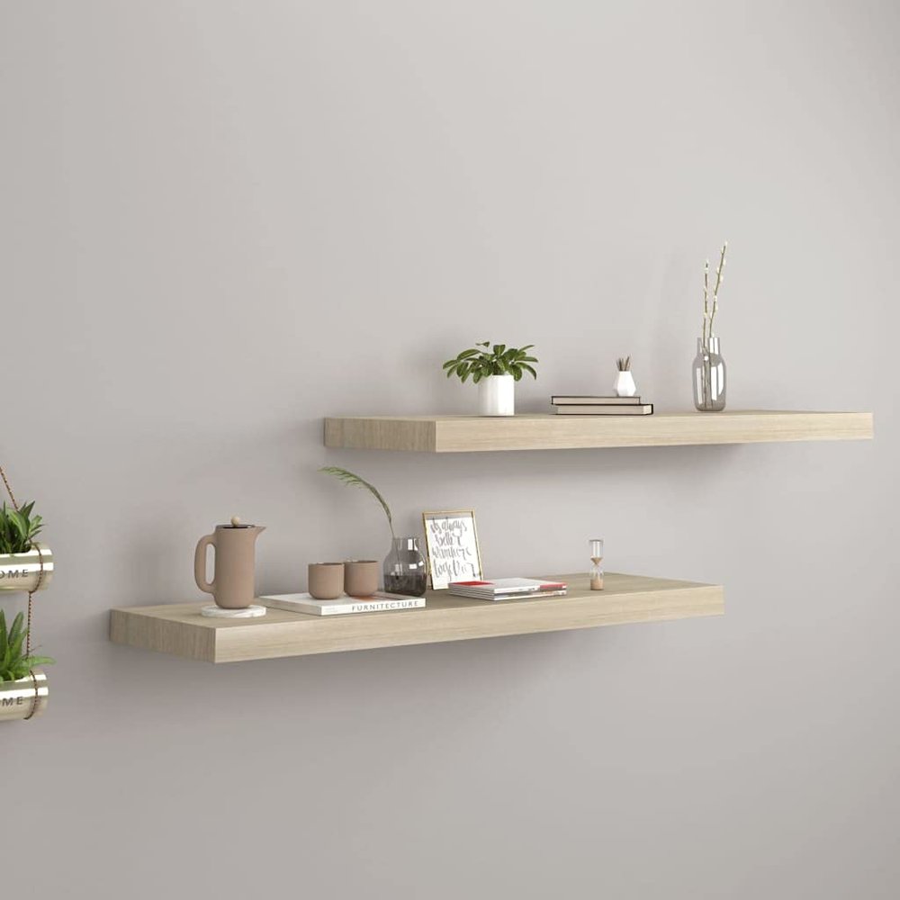 MINERWALL Wall Shelves & Ledges Floating Wall Shelves 2 pcs Oak 31.5"x9.3"x1.5" MDF,Enhances Home Decor and transforms Empty Walls Home Dcor