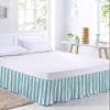 Aqua Stripe Bed Skirt King Size 18 Inch Drop,Boho Contemporary Minimalist Geometric White Adjustable & Elastic Wrap Around Bed Skirts Pleated Luxury Dust Ruffles for Twin Full Queen Cal King Base Bed view 1