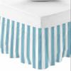 Aqua Stripe Bed Skirt King Size 18 Inch Drop,Boho Contemporary Minimalist Geometric White Adjustable & Elastic Wrap Around Bed Skirts Pleated Luxury Dust Ruffles for Twin Full Queen Cal King Base Bed view 2