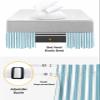 Aqua Stripe Bed Skirt King Size 18 Inch Drop,Boho Contemporary Minimalist Geometric White Adjustable & Elastic Wrap Around Bed Skirts Pleated Luxury Dust Ruffles for Twin Full Queen Cal King Base Bed view 4