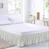 Sage Green Stripes Bed Skirt Queen Size 16 Inch Drop,Boho Minimalist Geometric Vertical Soild Dots Adjustable & Elastic Wrap Around Bed Skirts Pleated Luxury Dust Ruffles for Queen Cal King Base Bed view 1