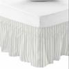 Sage Green Stripes Bed Skirt Queen Size 16 Inch Drop,Boho Minimalist Geometric Vertical Soild Dots Adjustable & Elastic Wrap Around Bed Skirts Pleated Luxury Dust Ruffles for Queen Cal King Base Bed view 2