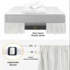 Sage Green Stripes Bed Skirt Queen Size 16 Inch Drop,Boho Minimalist Geometric Vertical Soild Dots Adjustable & Elastic Wrap Around Bed Skirts Pleated Luxury Dust Ruffles for Queen Cal King Base Bed view 4
