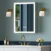 TIFULLHOME 16x24 Inch Medicine Cabinet with Lights, Lighted Medicine Cabinet with Mirror, AL Alloy Frame, Hardwired, Recessed or Wall Mount, 3 Light Colors/Dimmable/Defog,2 Outlets&USBs, 2 Shelves view 1