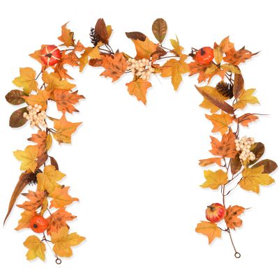DearHouse Fall Maple Leaves, 6ft Artificial Autumn Foliage Thanksgiving Decor for Home, Wedding, Fireplace, Party, Christmas (Yellow&Brown)