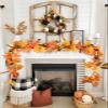 DearHouse Fall Maple Leaves, 6ft Artificial Autumn Foliage Thanksgiving Decor for Home, Wedding, Fireplace, Party, Christmas (Yellow&Brown) view 2