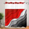 No Hook Cloth Fabric Shower Curtain with Snap in Liner, Red and Black Gradient Modern Waterproof Shower Curtains Set with See Through Top Window, Geometric Abstract Bath Curtains Shower 60"x72" view 1