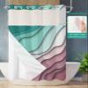 No Hook Cloth Fabric Shower Curtain with Snap in Liner, Green Purple Gradient Waterproof Shower Curtains Set with See Through Top Window, Modern Geometric Abstract Bath Curtains Shower 36"x78" view 2