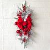 Christmas Stairs Swag, Hanging Stair Teardrop Swag Garlands Christmas Wreaths for Front Door with Pine Cones Ball Ornament and Berries Wall Window Hanging Ornament for Home Xmas Decor (Red) view 1