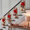 Christmas Stairs Swag, Hanging Stair Teardrop Swag Garlands Christmas Wreaths for Front Door with Pine Cones Ball Ornament and Berries Wall Window Hanging Ornament for Home Xmas Decor (Red) view 2