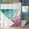 No Hook Cloth Fabric Shower Curtain with Snap in Liner, Green Purple Gradient Waterproof Shower Curtains Set with See Through Top Window, Modern Geometric Abstract Bath Curtains Shower 60"x72" view 2