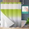 No Hook Cloth Fabric Shower Curtain with Snap in Liner, Modern Simple Waterproof Shower Curtains Set with See Through Top Window, Green Gray Gradient Bath Curtains Shower 60"x72" view 2
