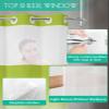 No Hook Cloth Fabric Shower Curtain with Snap in Liner, Modern Simple Waterproof Shower Curtains Set with See Through Top Window, Green Gray Gradient Bath Curtains Shower 60"x72" view 4