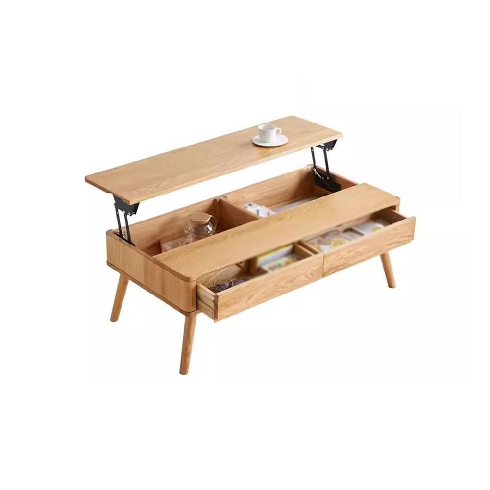 YOUQUEEN Coffeetable All Solid Wood Lifting Coffee Table Oak Nordic Simple Living Room Multifunctional Tea Table Modern Dining Table Coffee Tables for Living Room