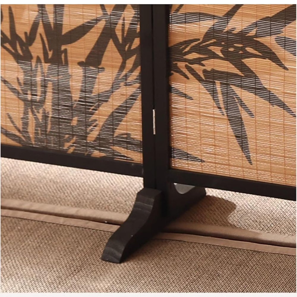 Wood Privacy Screen Decorative Panel Indoor, 3 Panels Portable Room Divider/Folding Partition 71 79 Inch, Freestanding Wall Dividers - Bamboo Mesh Woven(Size:3 Panel (LxH) 1.5x2m/4.9x6.6